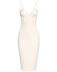 Elisabetta Franchi - Lace-Up Sweetheart-Neck Midi Dress - Lyst