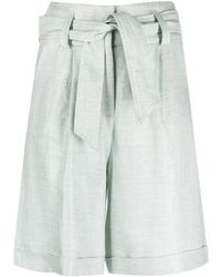 Peserico - Belted-waist Knee-length Shorts - Lyst