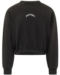 Palm Angels - Curved-Logo Cropped Crewneck Sweatshirt - Lyst