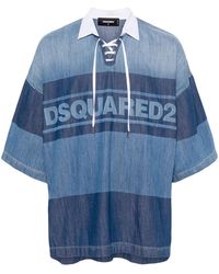 DSquared² - Logo-Print Denim Polo Shirt - Lyst