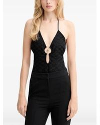 Bardot - Floral-Embroidery Cutout Halter-Neck Bodysuit - Lyst