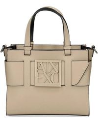 ARMANI EXCHANGE - Borsa Tote Con Placca Logo - Lyst