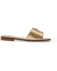 Guess - Ramlan Logo-Plaque Leather Sandals - Lyst