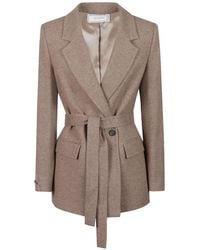 Peserico - Belted Notch-Lapel Blazer - Lyst