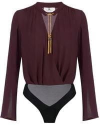 Elisabetta Franchi - Georgette Body Met Juwelen Detail - Lyst