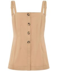 Veronica Beard - Button-Down Mouwloze Top Met Vlakken - Lyst