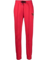 Emporio Armani - Embroidered-logo Tapered Trousers - Lyst