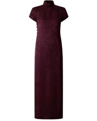Shanghai Tang - Robe Longue À Manches Courtes - Lyst