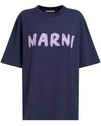 Marni - T-Shirt Van Biologisch Katoen Met Logo - Lyst