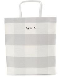 agnès b. - Check-pattern Canvas Tote Bag - Lyst