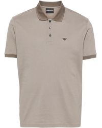 Emporio Armani - Logo-embroidered Cotton Polo Shirt - Lyst