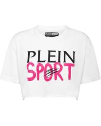 Philipp Plein - T-shirt crop en coton à logo imprimé - Lyst
