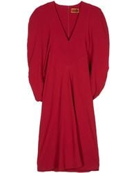 Colville - Puff-Sleeve Crepe Midi Dress - Lyst