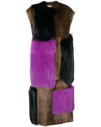 Marni Oversized Fur Panel Coat - Bruin