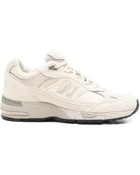 New Balance - 991V1 Crocodile-Effect Panelled Sneakers - Lyst