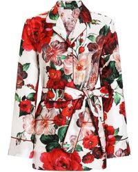 Dolce & Gabbana - Twill-Hemd mit Rosen-Print - Lyst