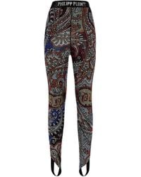 Philipp Plein - Leggings Mit Strass-Logo - Lyst