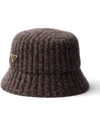 Prada - Melange Knitted Wool Bucket Hat - Lyst