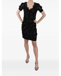 John Richmond - Floral-Appliqué Lace-Panel Mini Dress - Lyst