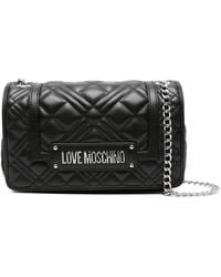 Love Moschino - Mittelgroße Umhängetasche mit Logo-Schild - Lyst