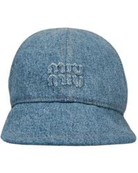 Miu Miu - Washed Denim Baseball Cap - Lyst