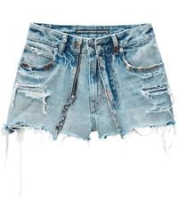 Alexander Wang - Gerafelde Denim Shorts - Lyst