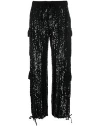 P.A.R.O.S.H. - Sequinned Straight-leg Cargo Trousers - Lyst