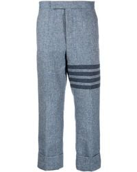 Thom Browne - 4-bar Stripe Cropped Trousers - Lyst