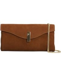 Giuseppe Zanotti - Flutie Logo-Plaque Chain-Link Suede Clutch Bag - Lyst