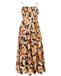 Ulla Johnson - Vidri Cami Katoenen Midi-Jurk Met Bloemenprint - Lyst