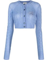Etro - Logo-embroidered Cropped Cardigan - Lyst