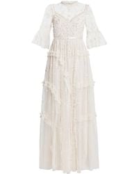 Needle & Thread - Ditsy Floral-embroidered Gown - Lyst