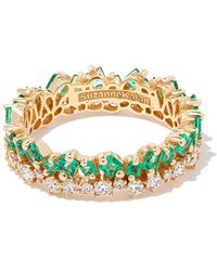 Suzanne Kalan - 18kt Yellow Gold Emerald And Diamond Eternity Ring - Lyst