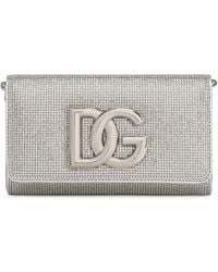 Dolce & Gabbana - Logo Plaque Crystal Crossbody Bag - Lyst