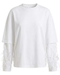 DARKPARK - Troy Feather-Trim Layered-Sleeve Sweatshirt - Lyst