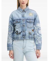 Desigual - Embroidered Denim Jacket - Lyst