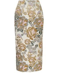 Carolina Herrera - Floral-jacquard Midi Skirt - Lyst