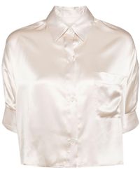 Twp - Short-sleeve Cropped Silk Shirt - Lyst