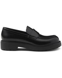 Prada - Brushed Leather Loafers - Lyst