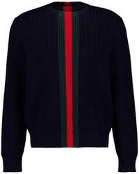 Gucci - Web-Stripe Ribbed-Knit Sweater - Lyst