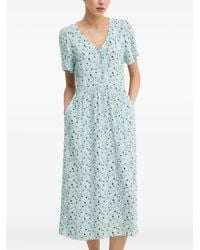 Marc O' Polo - Midi-Jurk Met Bloemenprint En Knopen - Lyst