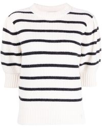 Claudie Pierlot - Striped Puff-sleeve Knitted Top - Lyst