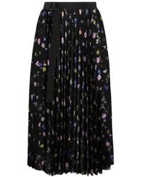 Sacai - Floral-Print Pleated Skirt - Lyst
