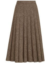 Brunello Cucinelli - Virgin Wool Donegal Pleated Skirt - Lyst