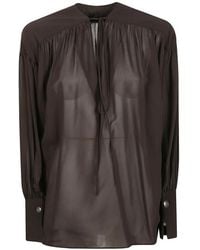 Pinko - V-Neck Blouse With Gathering - Lyst