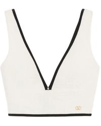 Valentino Garavani - Canestrello Cotton Tweed Top - Lyst