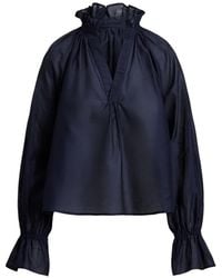 Polo Ralph Lauren - Ruffled-Collar Long-Sleeve Blouse - Lyst