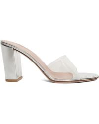 Gianvito Rossi - 85Mm Block-Heel Clear Sandals - Lyst