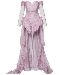 NORINA ST - Diada Feather-Trim Ruched Maxi Dress - Lyst