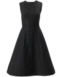 Carolina Herrera - Lace-Embellished Denim Midi Dress - Lyst